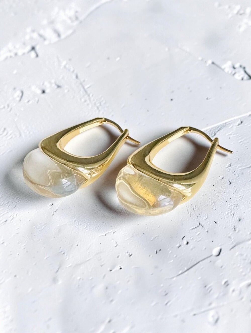 Chunky Gold Tone U Shaped Hoop Earrings NWOT